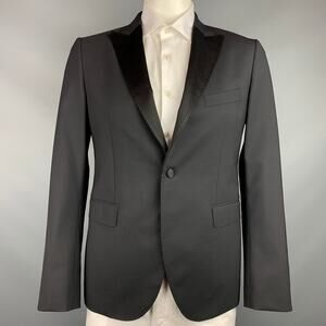 JOHN RICHMOND Size 42 Black Beaded Wool Peak Lapel Sport Coat